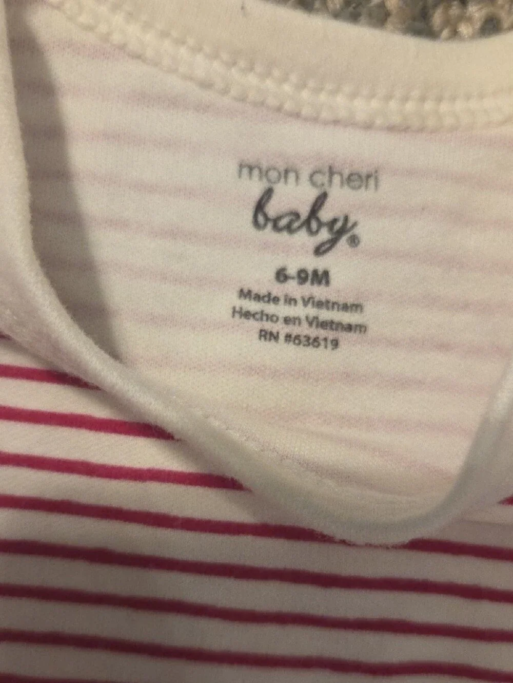 Mon Cheri White and Red Striped Short Sleeve Bodysuit